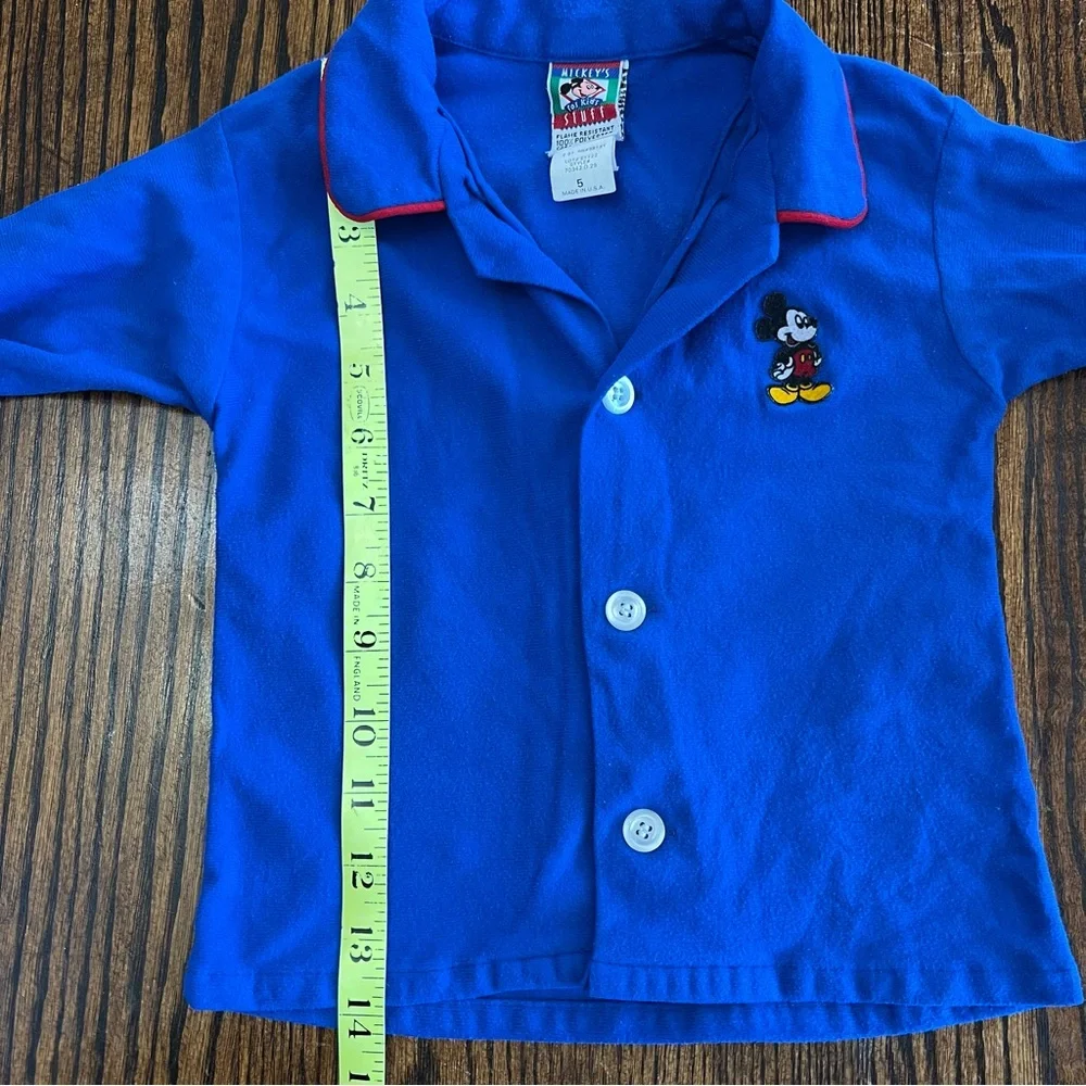 Vintage Mickey’s Stuff For Kids Blue Collared Pajama Top Only Size 5 PJs Blue
